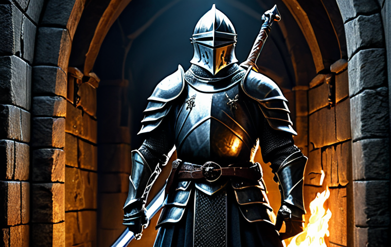 Knight in Dungeon**

A fully armored knight, professional fantasy style, standing guard in a dimly lit dungeon, fully clothed in elaborate steel armor, holding a glowing sword. Background details include stone walls, flickering torches, and hints of lurking shadows. Perfect anatomy, correct proportions, natural pose, well-formed hands, proper finger count, dramatic lighting, safe for work, appropriate content, modest.

**